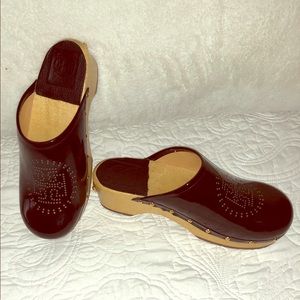 Tory Burch Black Patent Leather Clogs